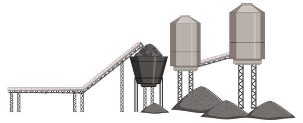 Illustrazione vettoriale di un impianto di lavorazione della ghiaia - Vettoriali, immagini
