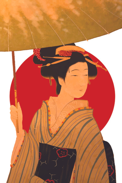 Vector realistic  portrait of a japanese geisha - Vector, Image