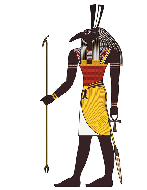 Seth, na białym tle rysunek starożytnego Egiptu Boga - Wektor, obraz