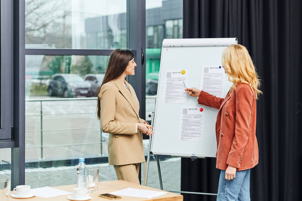 Two business women discussing ideas in front of a whiteboard. - Photo, Image