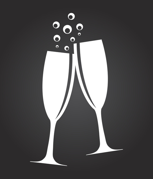 Due bicchieri di Champagne Silhouette Vector Illustrazione
 - Vettoriali, immagini
