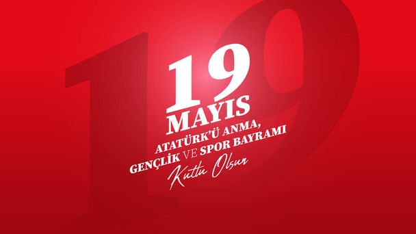 Imagen conmemorativa para el 19 de mayo Día del Recuerdo de Atatrk y el Deporte Juvenil - Vector, Imagen