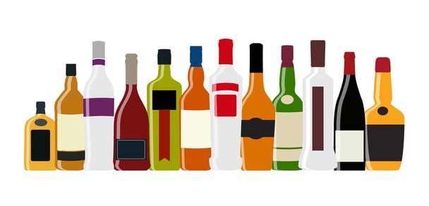 Vector Illustration of Silhouette Alcohol Bottle - Vector, Image