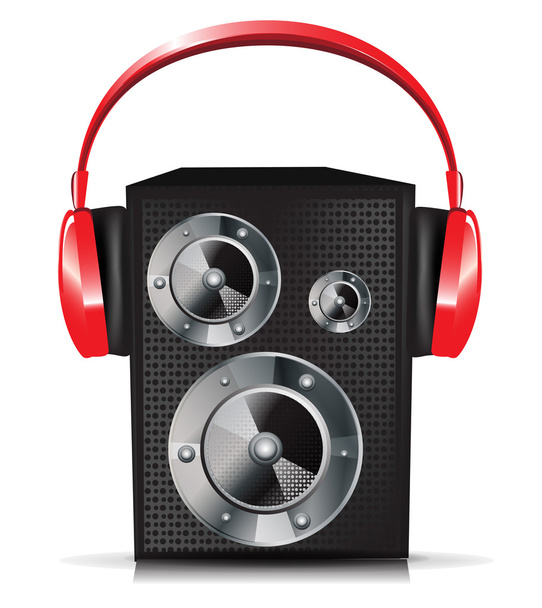 υγιής ομιλητής με κόκκινο ακουστικά - Διάνυσμα, εικόνα