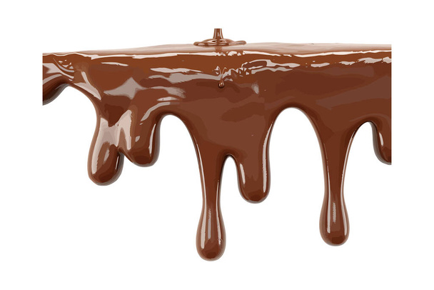 Cioccolato gocciolante liscio su superficie invisibile. Progettazione illustrazione vettoriale. - Vettoriali, immagini