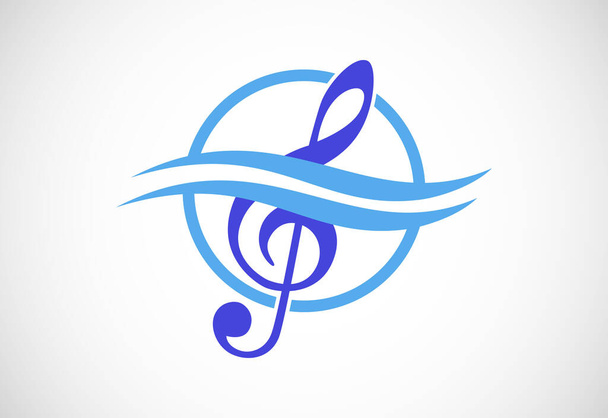Deniz müzik dalgası logosu tasarım şablonu. Plaj partisi logosu - Vektör, Görsel