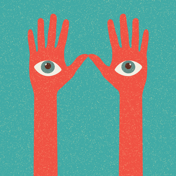Hands. Retro poster - Vector, Imagen