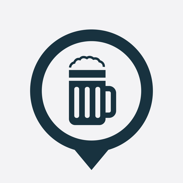 szklanka piwa ikonę przypięcie mapy - Wektor, obraz