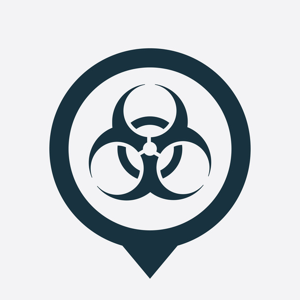 biologické nebezpečí ikona mapu pin - Vektor, obrázek