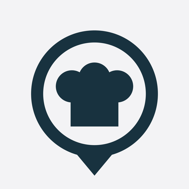 pino de mapa de ícone de chapéu chef
 - Vetor, Imagem