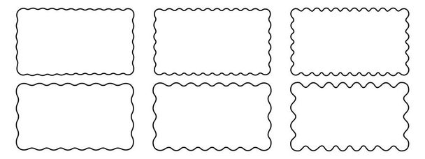 Σύνολο ορθογώνιων πλαισίων με κυματοειδείς ακμές. Ορθογώνια σχήματα με κορδονωτά όρια. Κορνίζες εικόνων ή φωτογραφιών, κενά πλαίσια κειμένου ή πανό που απομονώνονται σε λευκό φόντο. Εικονογράφηση διανύσματος. - Διάνυσμα, εικόνα