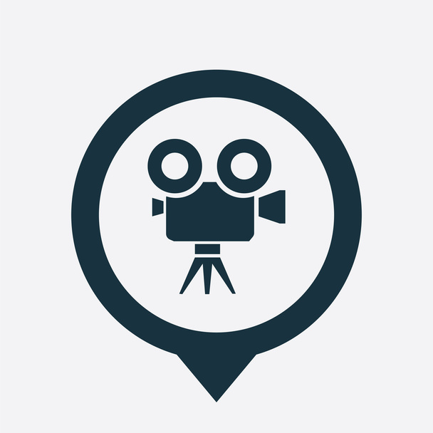 video kamera ikona mapu pin - Vektor, obrázek