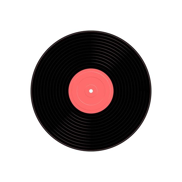 Gravação de vinil, disco de placa vintage isolado em fundo branco, símbolo de música retro, ilustração vetorial - Vetor, Imagem