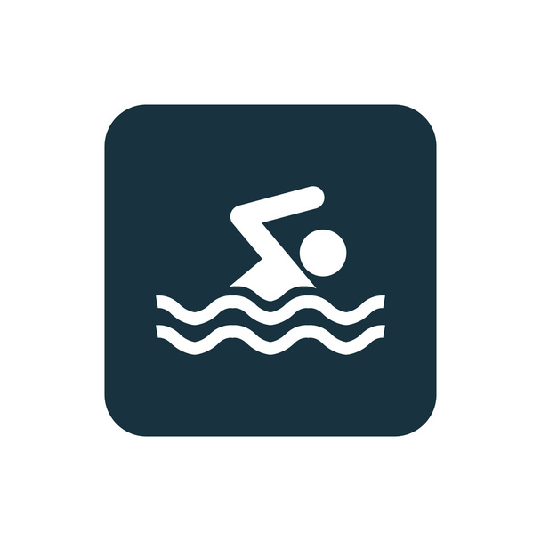 zwemmen pictogram afgeronde pleinen knop - Vector, afbeelding