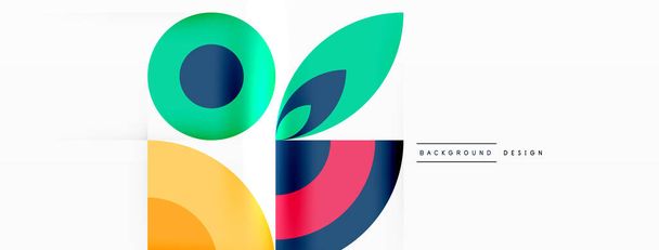 Een levendig logo met cirkels en bladeren op een witte achtergrond, met elektrische blauw en magenta kleuren. Ideaal voor drinkware, hoed of plastische kunst - Vector, afbeelding