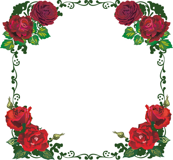 όμορφο απομονωμένο κόκκινο τριαντάφυλλο πλαίσιο μοτίβο - Διάνυσμα, εικόνα