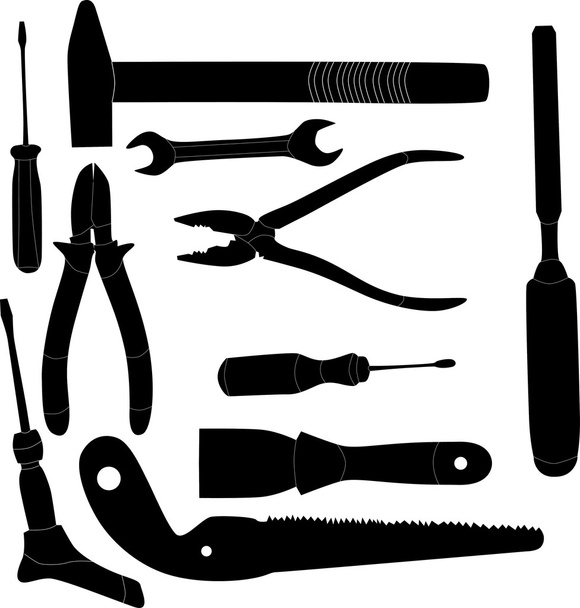 mustat työkalut eristetty siluetteja
 - Vektori, kuva