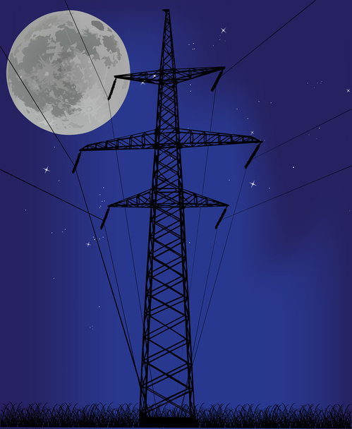 elektryczne pylon w pełni księżyca - Wektor, obraz