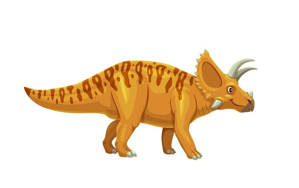 Dinossauro dos desenhos animados ou personagem dino, Arrhinoceratops para crianças Coleção de brinquedos jurássico, animal vetor extinto. Cartoon Arrhinoceratops dinossauro com rosto bonito engraçado para crianças dino jogo de arqueologia - Vetor, Imagem