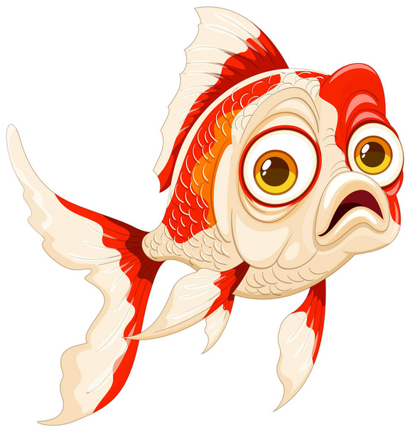 Värikäs kultakala, jolla on leveät silmät ja evät - Vektori, kuva