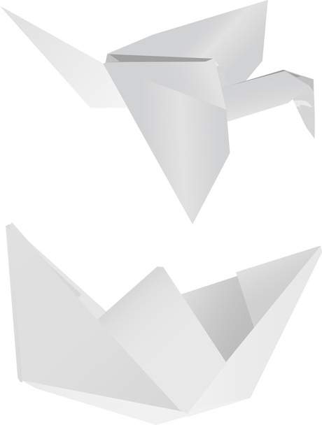 papier schip en kraan illustratie - Vector, afbeelding