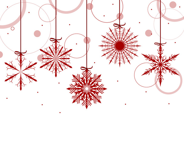 backgrounf με κόκκινη νιφάδες χιονιού και κύκλους - Διάνυσμα, εικόνα