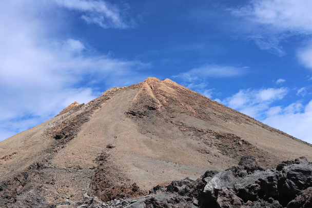 Spain- canary islands- roques de garcia rock formations with mount teide in backgroundimages - Photo, Image