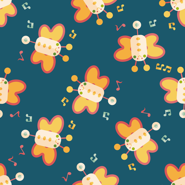 Butterfly music toy flat icon,eps10 seamless pattern background - Vector, Image