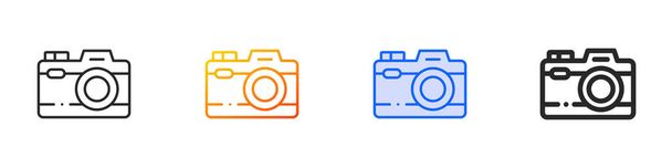 Kamera-Symbol.Thin Linear, Gradient, Blue Stroke und kühne Stil-Design isoliert auf weißem Hintergrund - Vektor, Bild