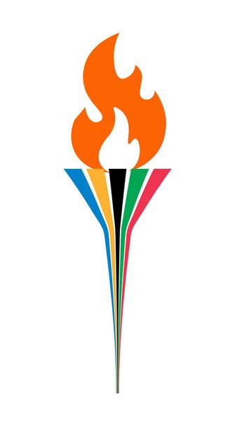 Antorcha olímpica con llama, aislada sobre fondo transparente. El símbolo de los Juegos Olímpicos. Diseño plano. Ilustración vectorial. - Vector, Imagen