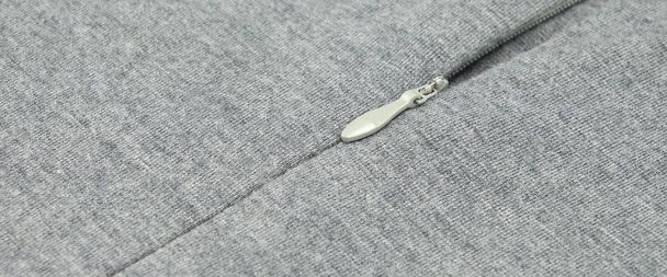 Grey Jersey With Zipper Close-up Background - Photo, Image