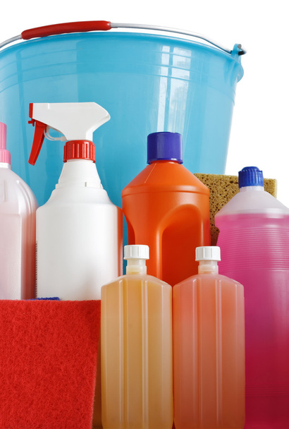 Detergents sponges and bucket - Photo, Image