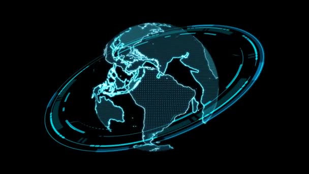 simulación de conexión inalámbrica de red global en el anillo de estación de tecnología digital de monitor - Metraje, vídeo