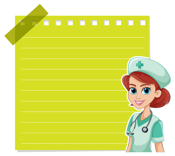 Vektorová ilustrace usměvavé zdravotní sestry držící podložku - Vektor, obrázek
