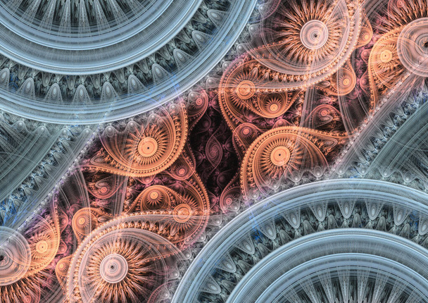 Αφηρημένο μηχανικό fractal, χρόνος και steampunk φόντο - Φωτογραφία, εικόνα