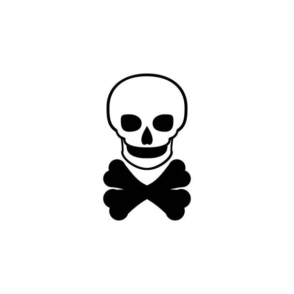 Κρανίο θανάτου με επίπεδη διανυσματική εικόνα Crossbones. Απλό στερεό σύμβολο που απομονώνεται σε λευκό φόντο. Death Skull με Crossbones υπογράψει πρότυπο σχεδιασμού για το web και το κινητό στοιχείο UI - Διάνυσμα, εικόνα