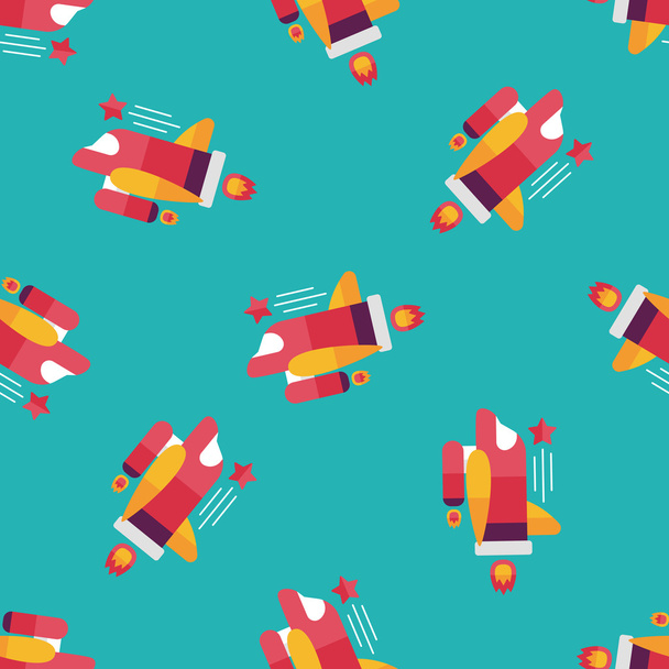 Spaceship flat icon,eps10 seamless pattern background - Vector, Image