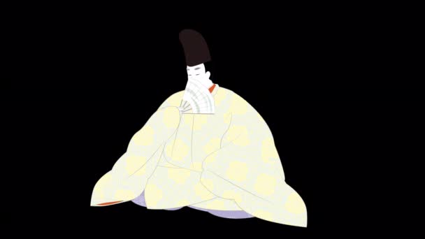 Κλασική ιαπωνική αριστοκρατική φορεσιά. Εικονογράφηση της περιόδου Heian βίντεο - Πλάνα, βίντεο