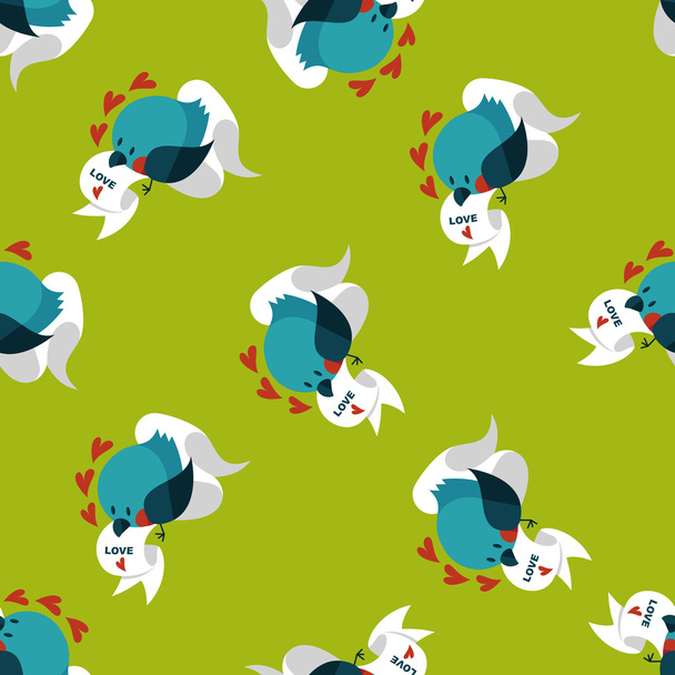 Valentine's Day lover bird flat icon,eps10 seamless pattern background - Vector, imagen
