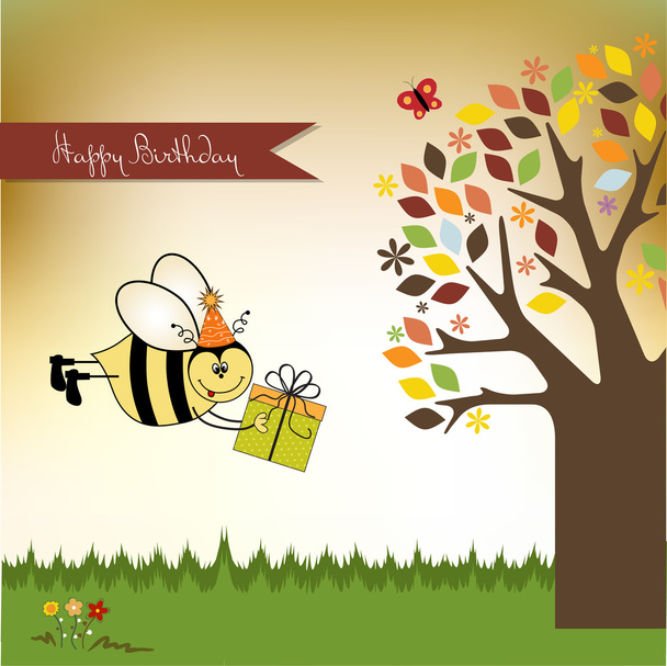 Verjaardag card met bee - Foto, afbeelding
