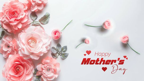 Mutlu anneler günü çiçek tasarımı. Beyaz arka planda soyut tasarım. - Fotoğraf, Görsel