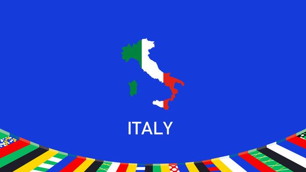 Italy Emblem Map Teams European Nations 2024 Symbol Abstract Countries European Germany Football Logo Design Vector Illustration - Vector, Image