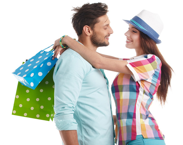Couple with shopping bags - Fotó, kép