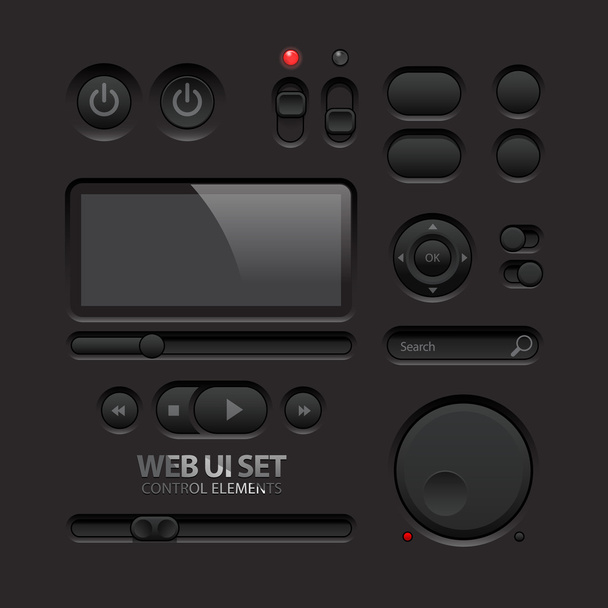 Dark Web UI Elements. Buttons, Switches, bars - Vector, afbeelding