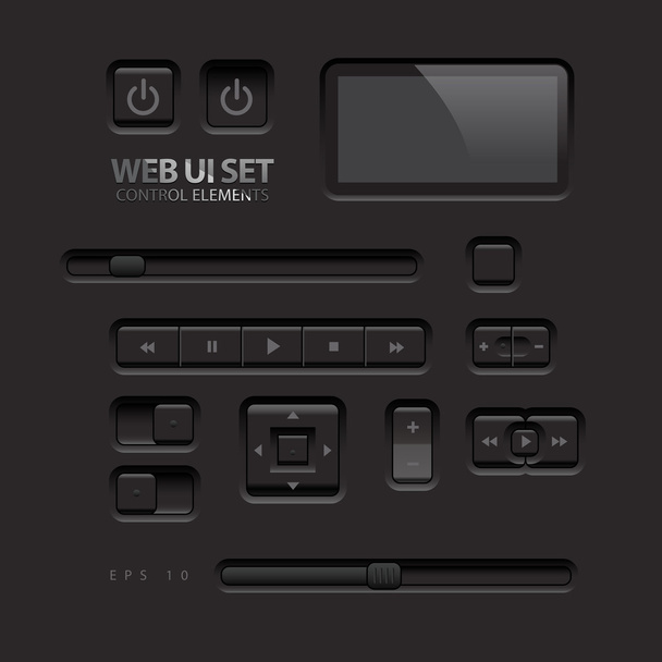 Dark Web UI Elements. Buttons, Switches, bars - Vecteur, image