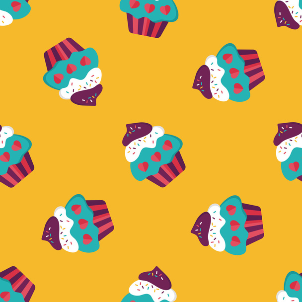 Valentine's Day cupcake flat icon,eps10 seamless pattern background - Διάνυσμα, εικόνα