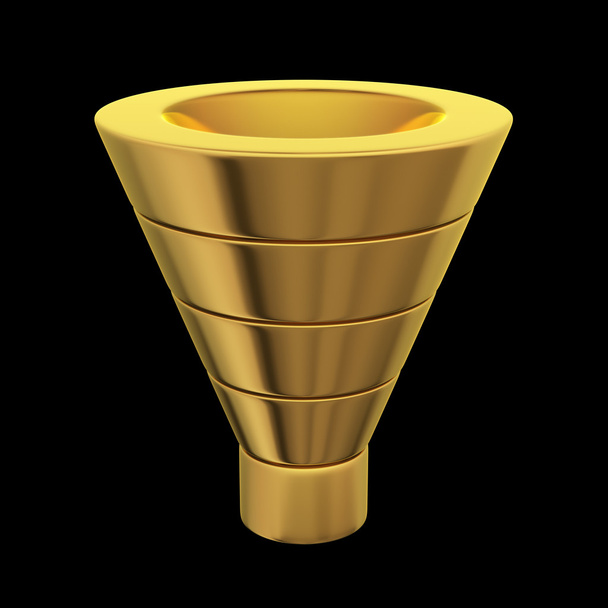 Gold funnel on black - Фото, зображення