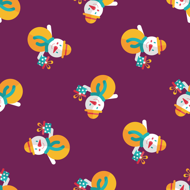 snowman flat icon, eps10 seamless pattern background - Vector, imagen