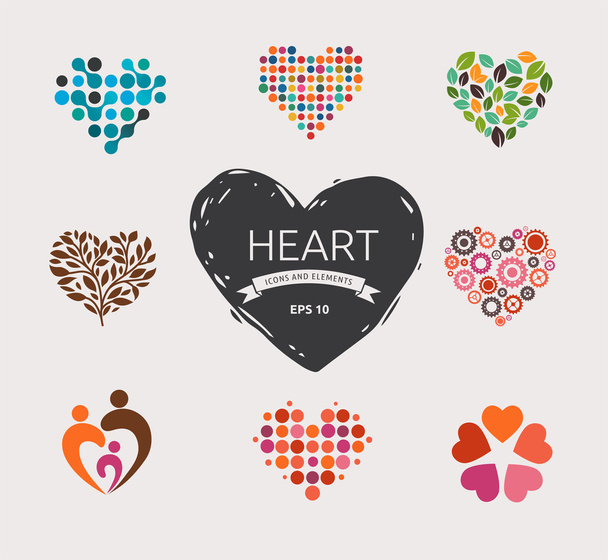 Kolekce vektor srdce ikony a symboly - Vektor, obrázek