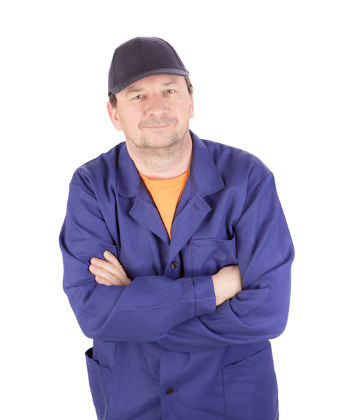 Man in blue working clothes - Φωτογραφία, εικόνα